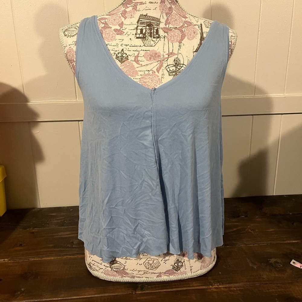 Lucky Brand Ribbed Baby Blue Tank Top Size‎ XS EUC